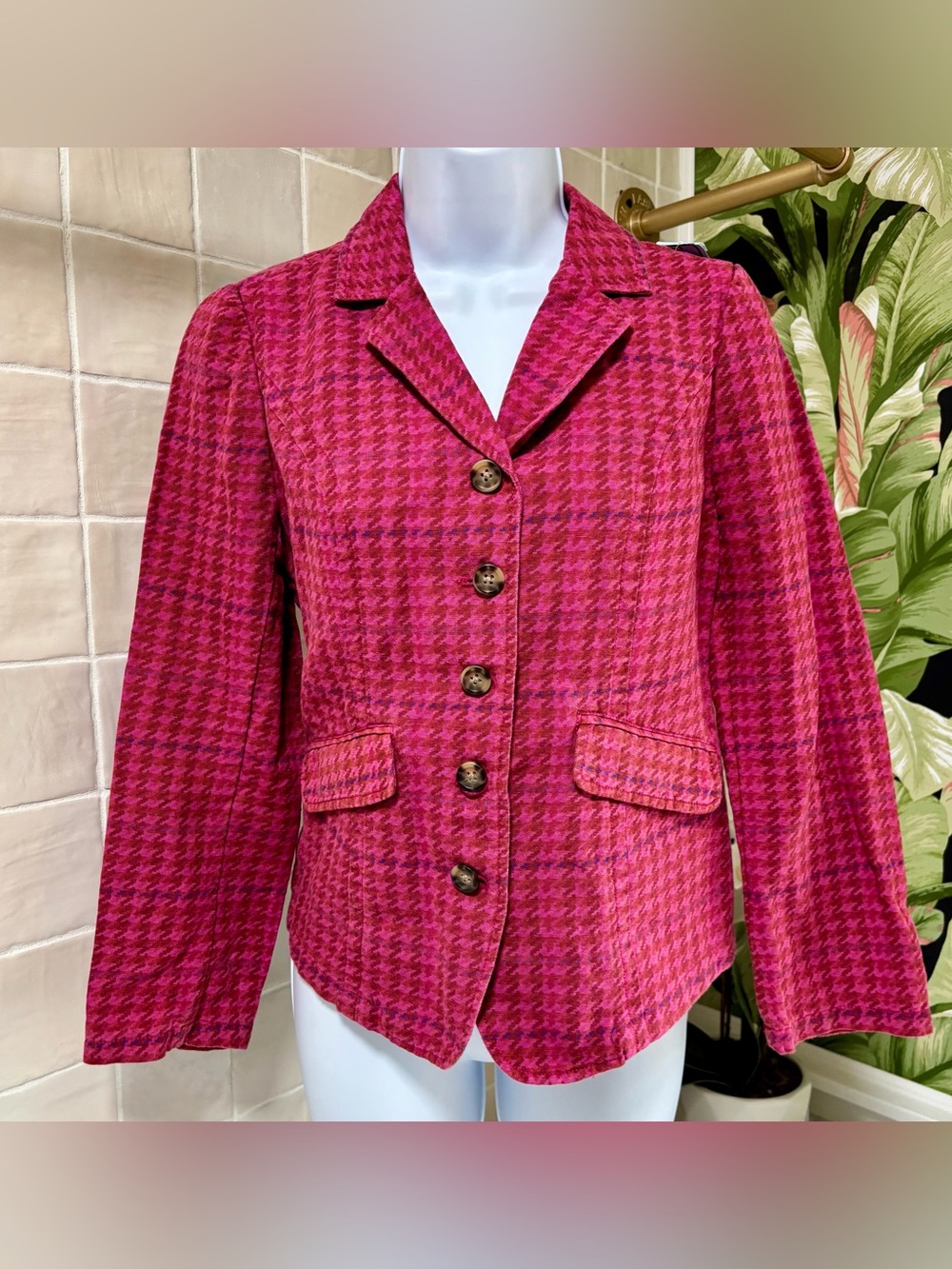 Sundance pink houndstooth blazer Size: PXS